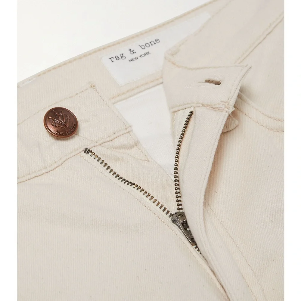 RAG & BONE Sofie Two Tone Frayed Wide Leg Jeans in Double Ecru - Picture 8 of 17